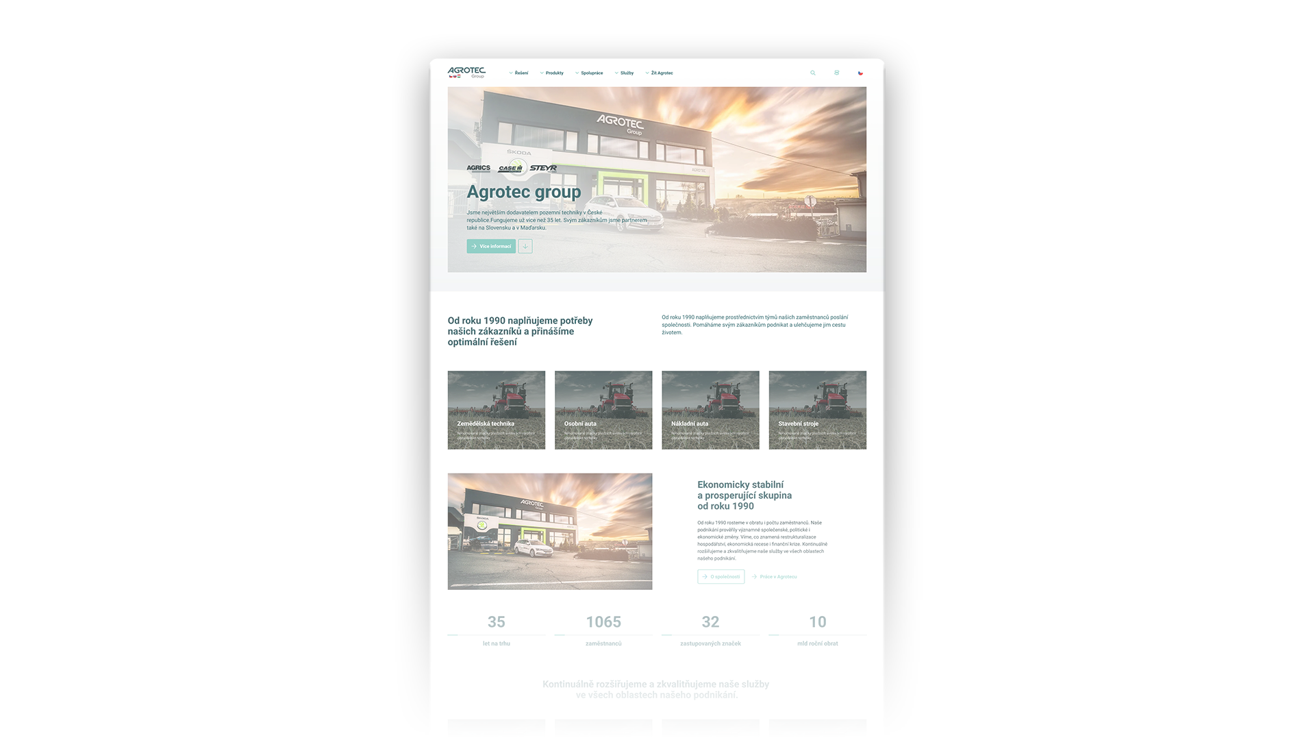 Ukázka webdesignu na webu pro klienta Agrotec